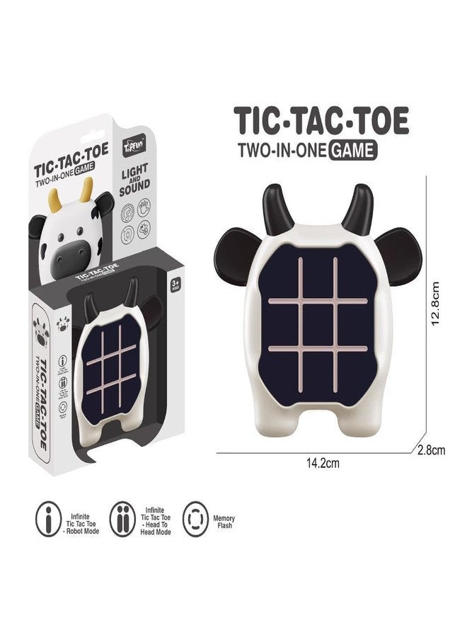 CIRBOX Tic Tac Toe Game, Animal-Themed 2-in-1 Handheld Puzzle Game Console, Travel Game for Learning and Memory Development, Board Games for Kids and Adults (Cow) - Image 4